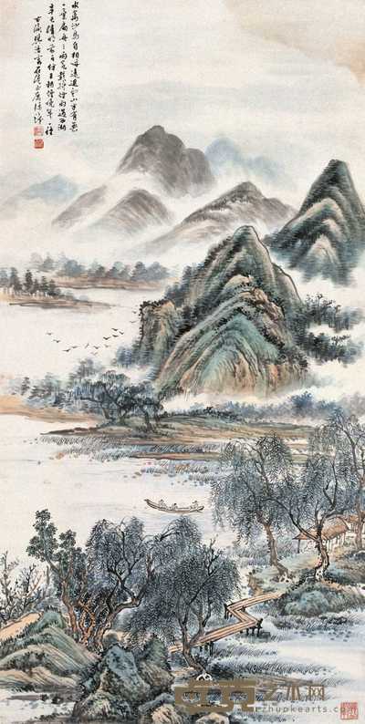 樊浩霖 1941年作 西湖泛舟 立轴 134×67cm